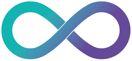 Teal and purple colored infinity loop icon