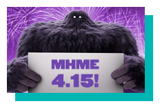 Monster holding a card that says MHME 4.15!