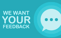 We want your feedback text graphic