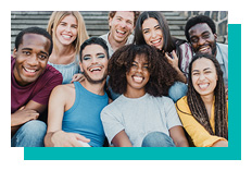 A group of smiling, happy people.