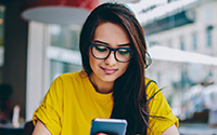 Woman taking an assessment on her smartphone