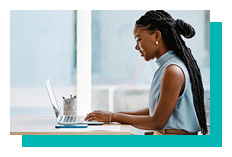 Woman working on a laptop