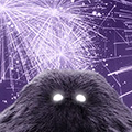 Monster on a fireworks background