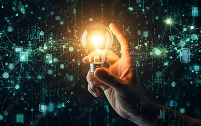 hand holding a lightbulb